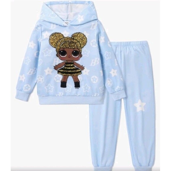 L.O.L. Surprise! Girl's Blue Long Sleeve Stars Hoodie Sweatshirt & Sweats 5/6 - Picture 1 of 4